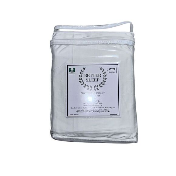 NEW IN PACKAGE BETTER SLEEP 100% LUXURIOUS Cotton PETA APPROVED VEGAN Crisp Whit - Picture 2 of 9
